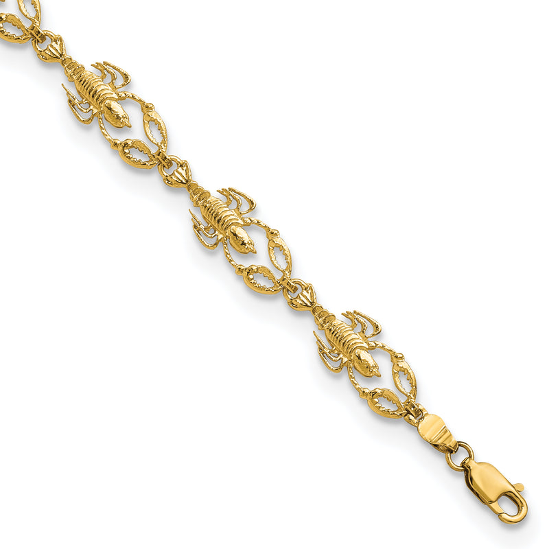 7.5 Inch 14K Textured Lobster 7.5In Bracelet