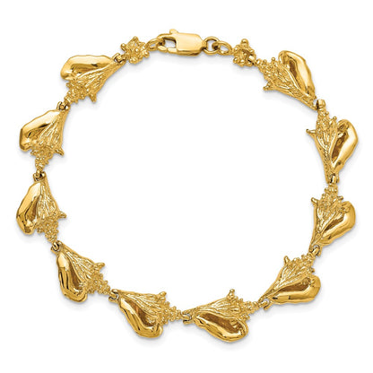 7.25 Inch 14K 3-D Conch Shell Link Bracelet