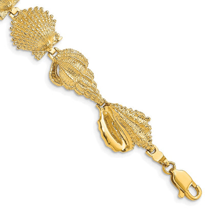7.25 Inch 14K Assorted Shell Link Bracelet