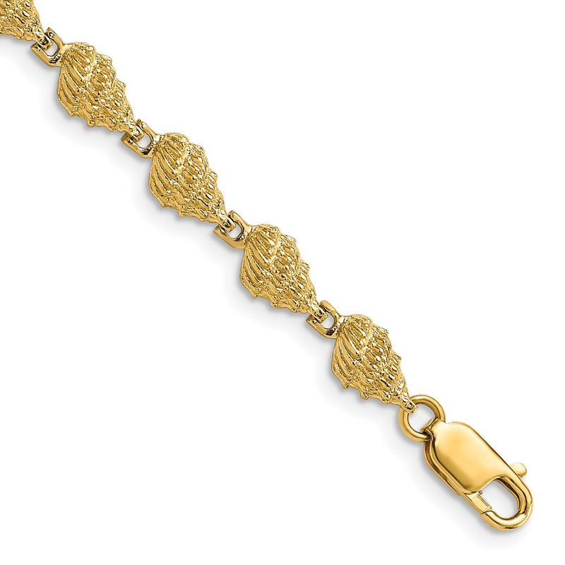 7 Inch 14K Conch Shell Bracelet