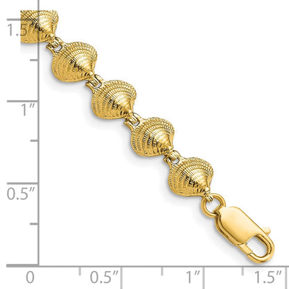 7 Inch 14K Clam Shell Bracelet