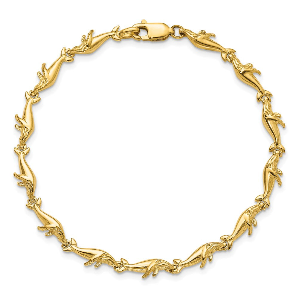 7.25 Inch 14K Whale Bracelet