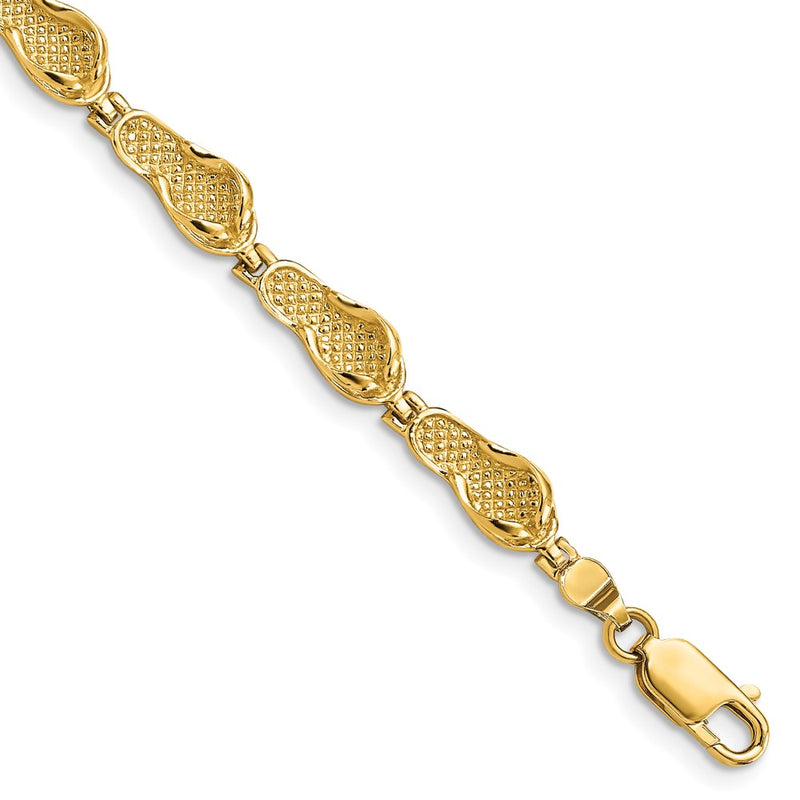 7 Inch 14K Flip Flop Bracelet