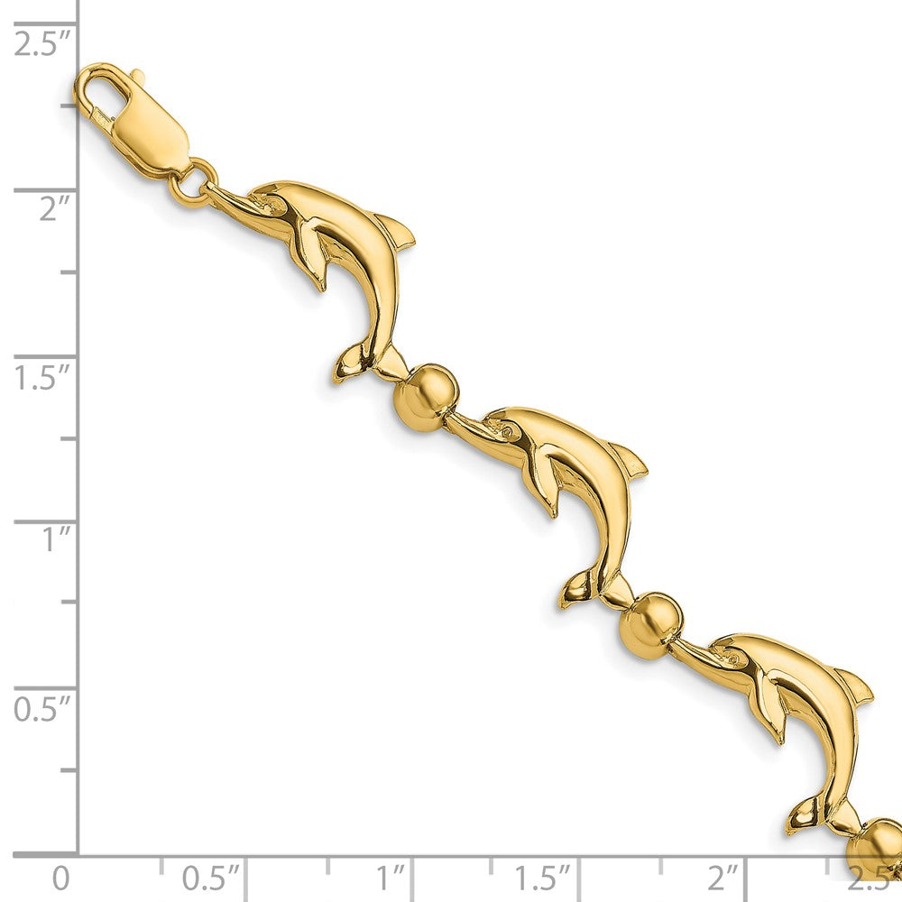 7.5 Inch 14K Polished Dolphin Bracelet