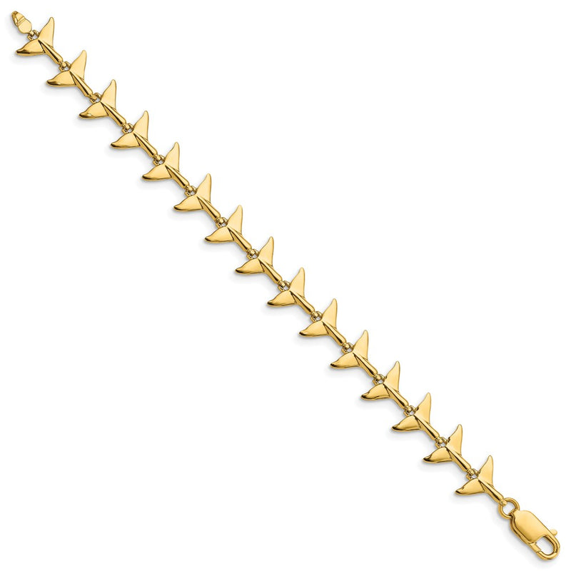 7 Inch 14K Whale Tail Bracelet