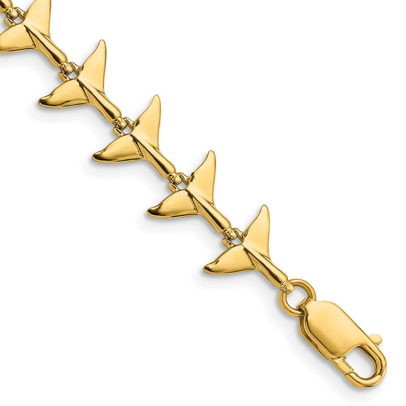 7 Inch 14K Whale Tail Bracelet