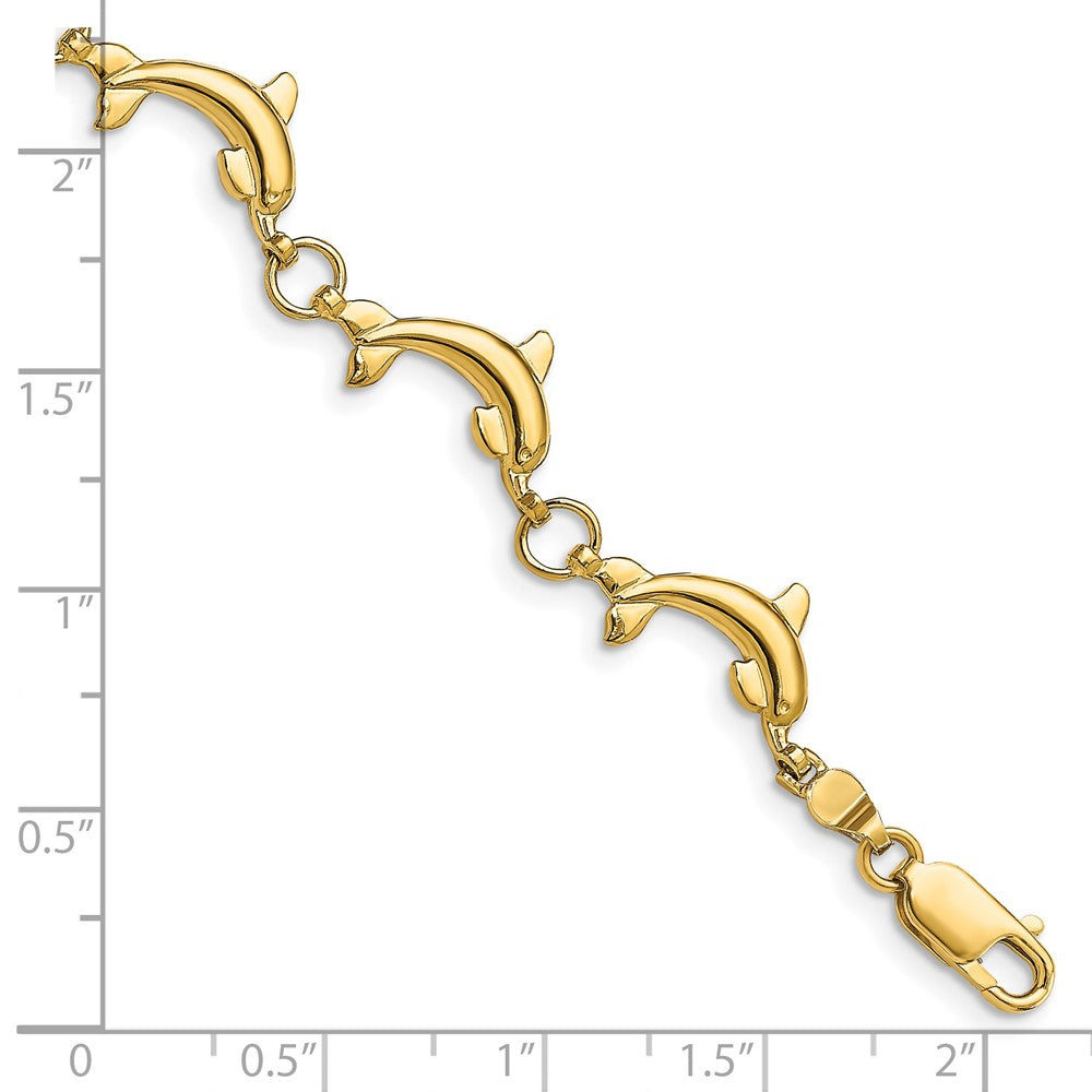 7.5 Inch 14K Polished Dolphin Bracelet