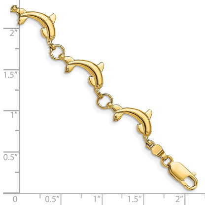 7.5 Inch 14K Polished Dolphin Bracelet
