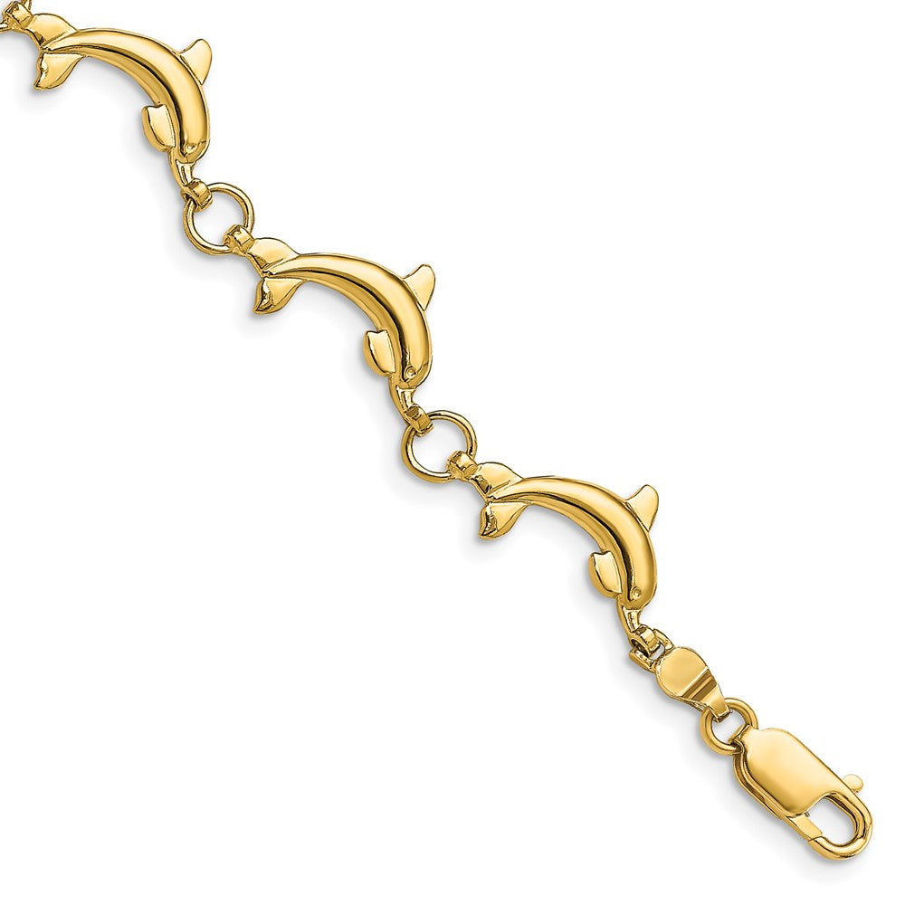 8 Inch 14K Polished Dolphin Bracelet
