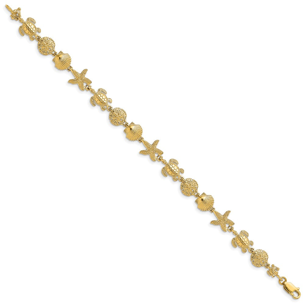8 Inch 14K Sea Life Bracelet