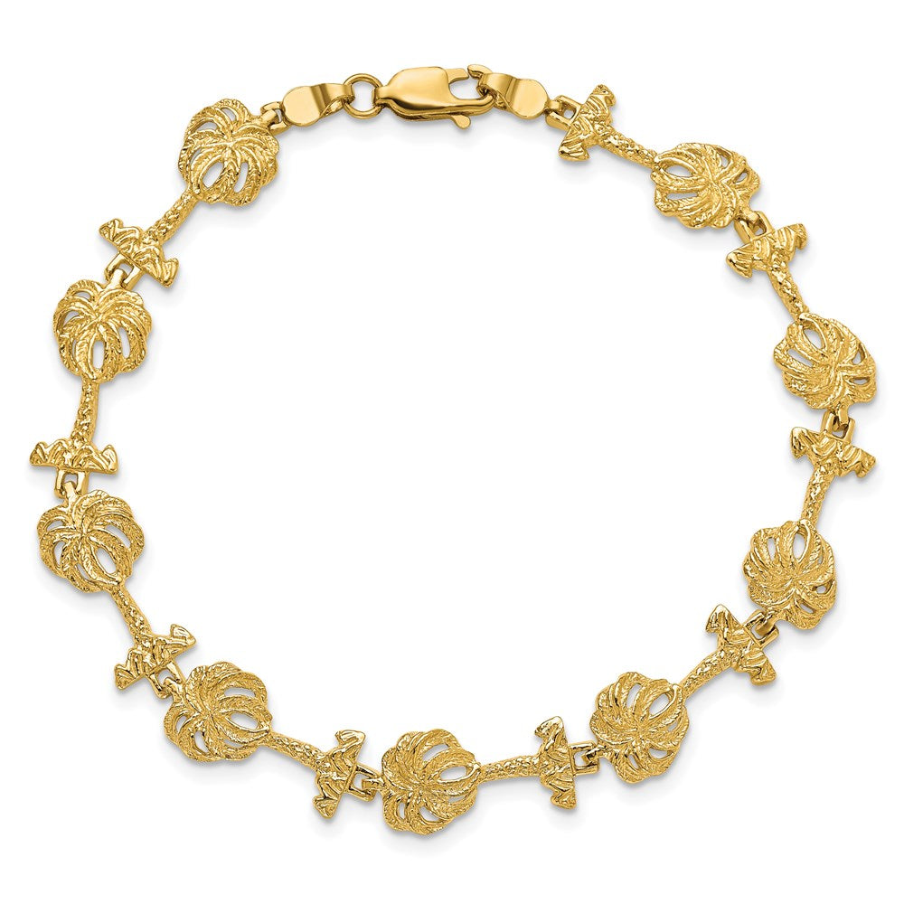7.25 Inch 14K Palm Tree Bracelet