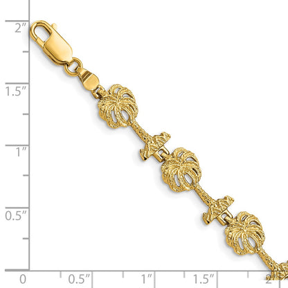 7.25 Inch 14K Palm Tree Bracelet