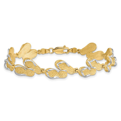 7.25 Inch 14K With Rhodium Flip Flops Bracelet