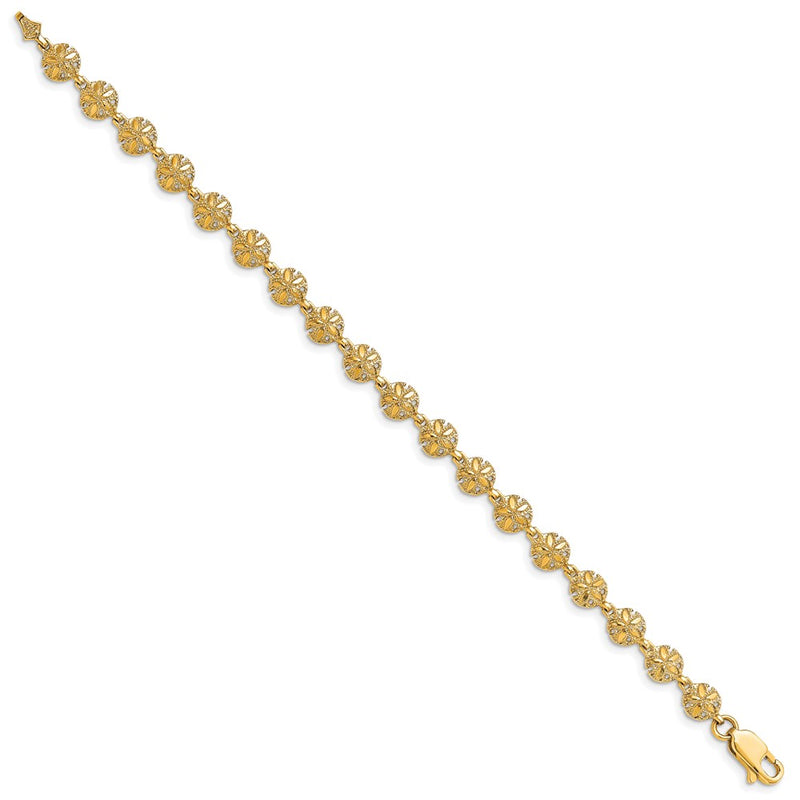 7 Inch 14K Polished /Textured Mini Sand Dollar Bracelet