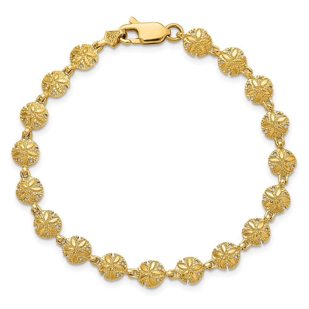 7 Inch 14K Polished /Textured Mini Sand Dollar Bracelet