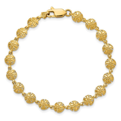 7 Inch 14K Polished /Textured Mini Sand Dollar Bracelet