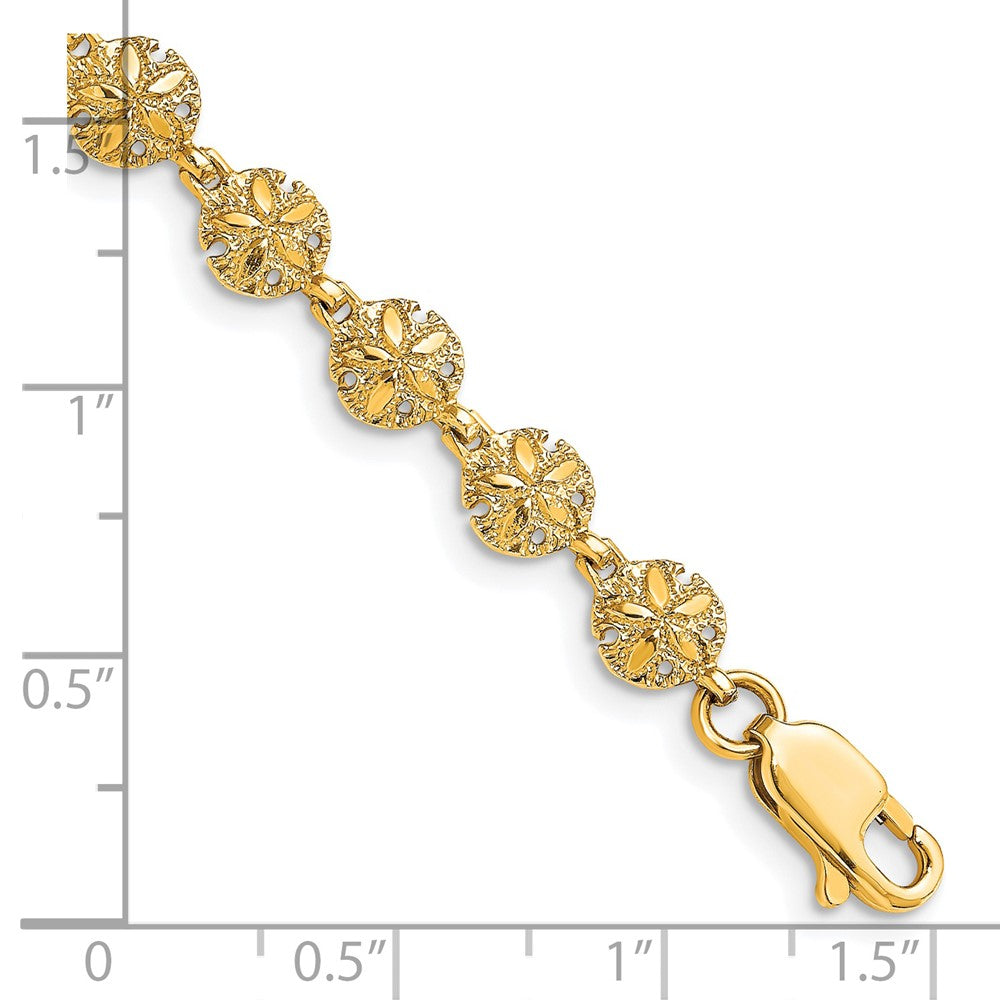 7 Inch 14K Polished /Textured Mini Sand Dollar Bracelet