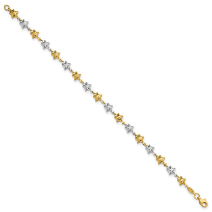 14K Two-Tone Puffed Star Bracelet