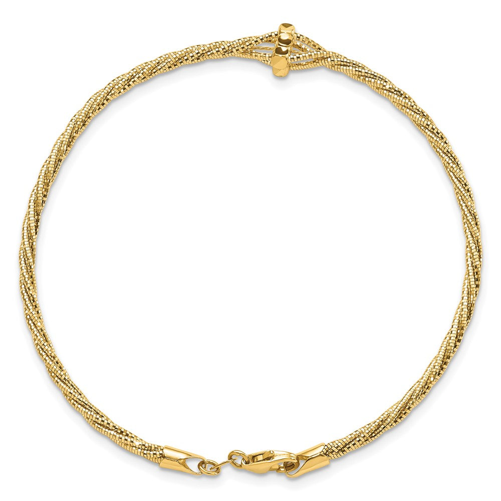 7.5 Inch 14K Polished Diamond-Cut Twisted Bracelet