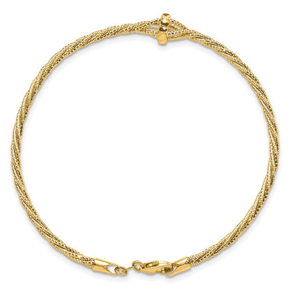 7.5 Inch 14K Polished Diamond-Cut Twisted Bracelet