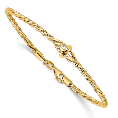 7.5 Inch 14K Polished Diamond-Cut Twisted Bracelet