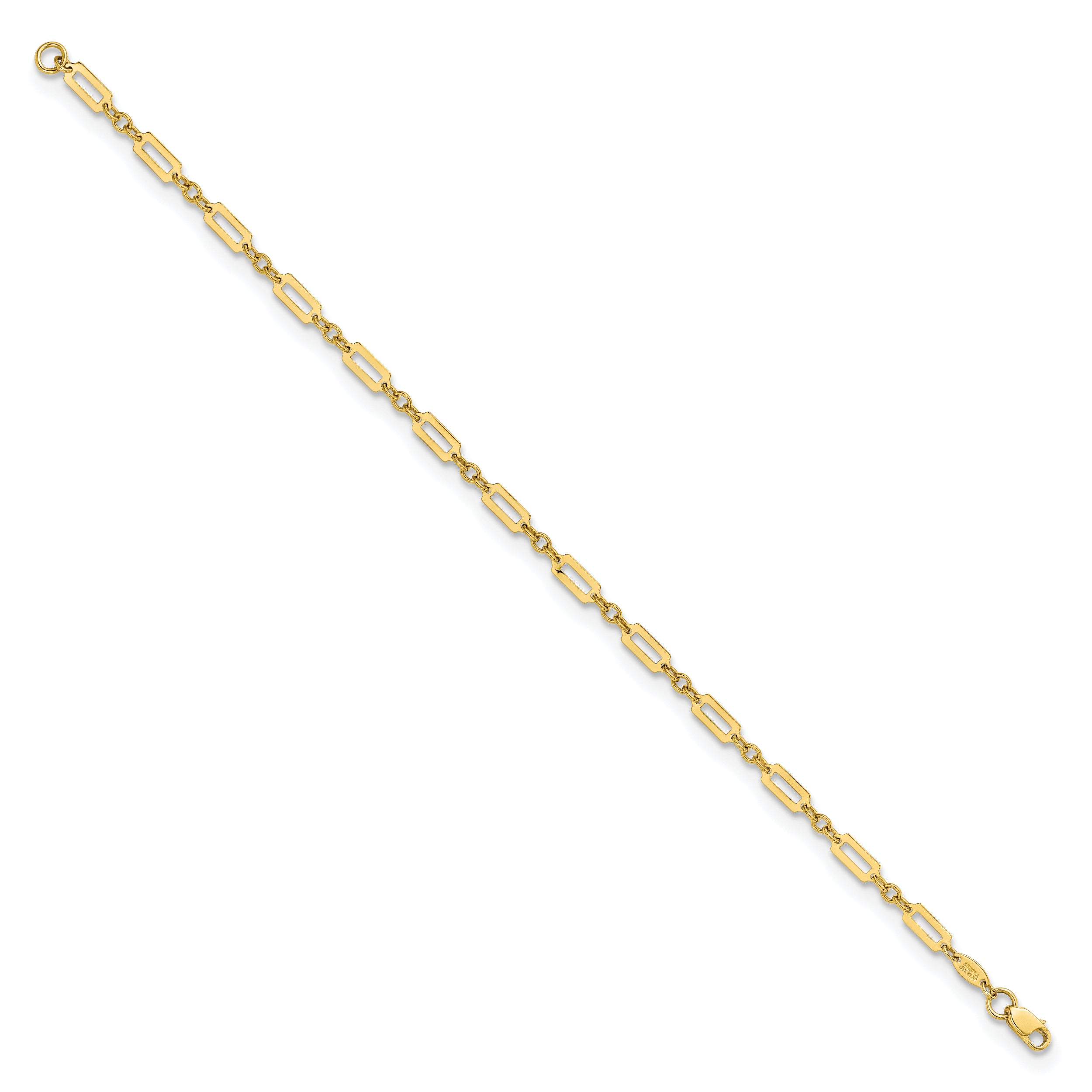 7.5 Inch 14K Polished Fancy Rectangle Link 7.5In Bracelet