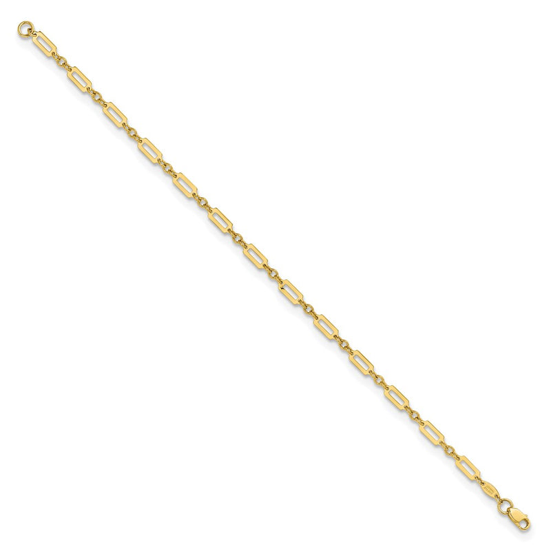 7.5 Inch 14K Polished Fancy Rectangle Link 7.5In Bracelet