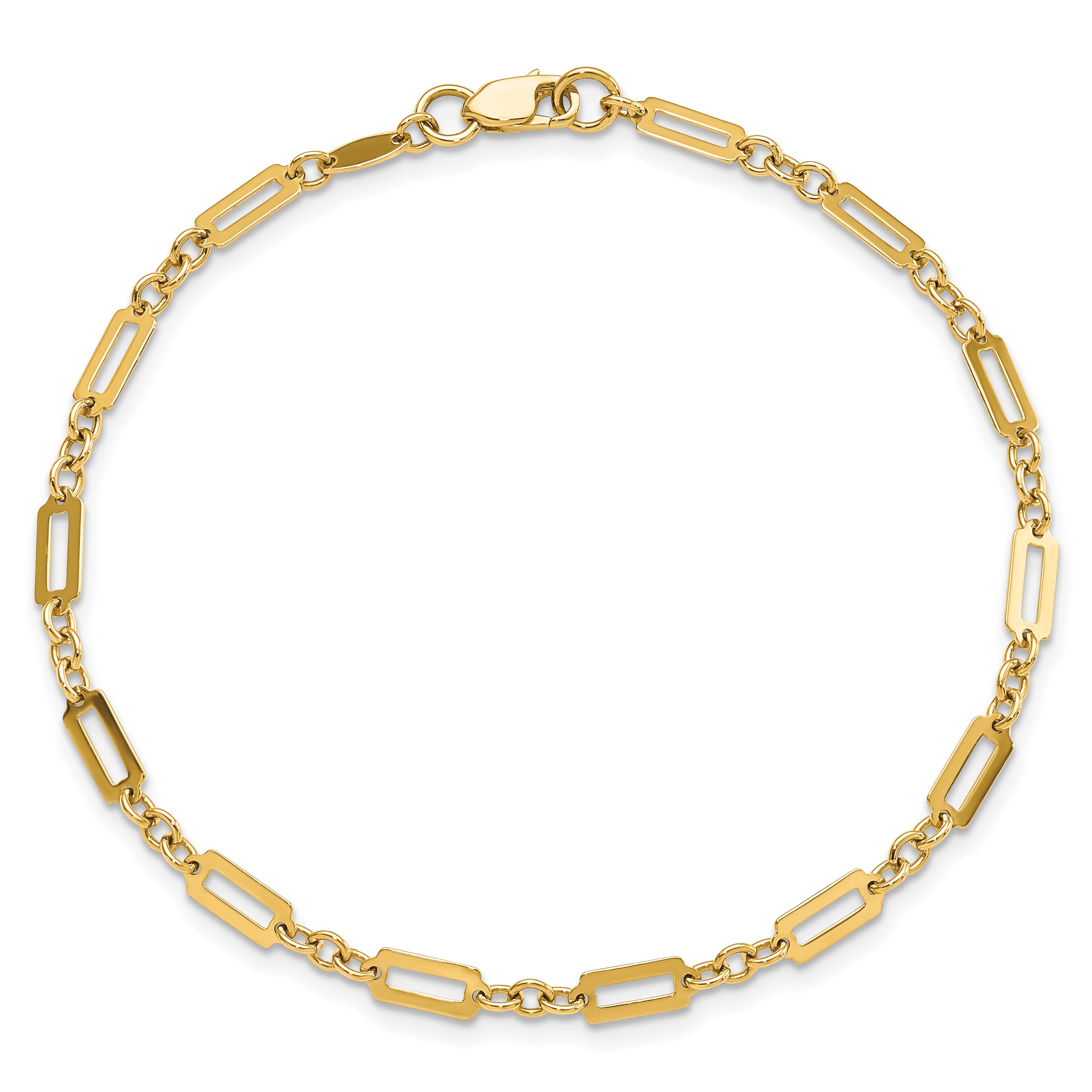 7.5 Inch 14K Polished Fancy Rectangle Link 7.5In Bracelet