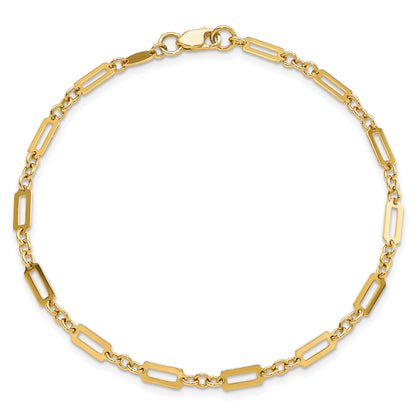 7.5 Inch 14K Polished Fancy Rectangle Link 7.5In Bracelet