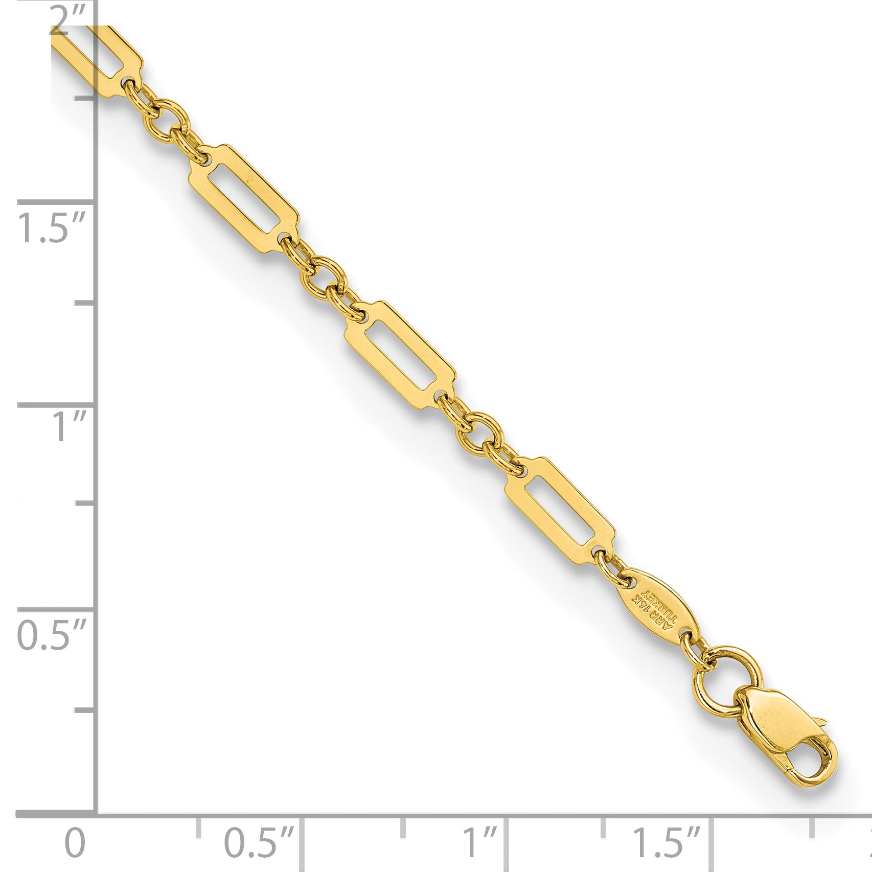 7.5 Inch 14K Polished Fancy Rectangle Link 7.5In Bracelet