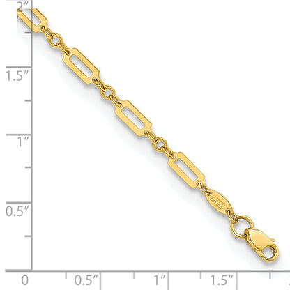 7.5 Inch 14K Polished Fancy Rectangle Link 7.5In Bracelet