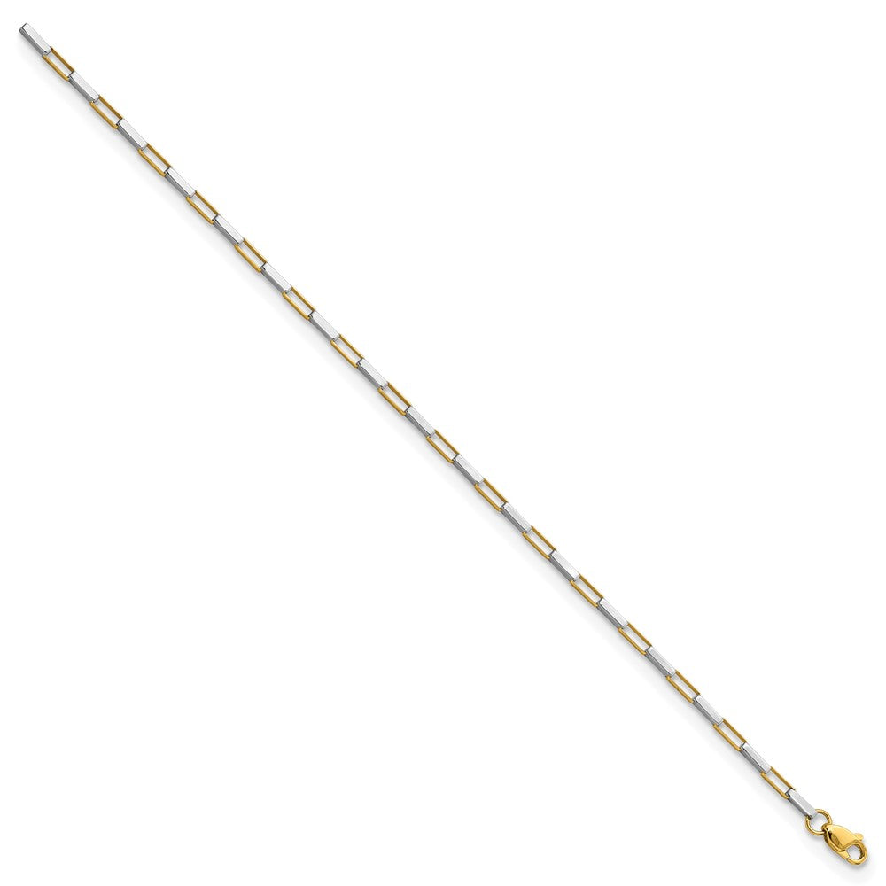 14K Two-Tone Polished Fancy Box Links 7.5in Bracelet