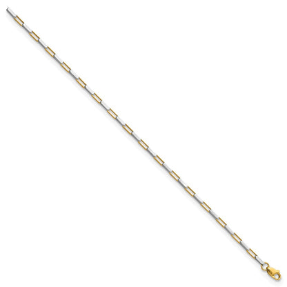 14K Two-Tone Polished Fancy Box Links 7.5in Bracelet