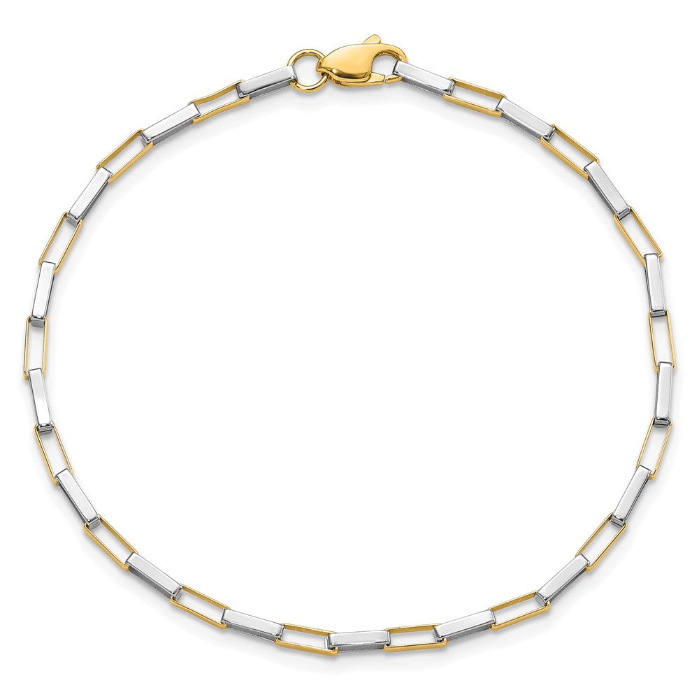 14K Two-Tone Polished Fancy Box Links 7.5in Bracelet