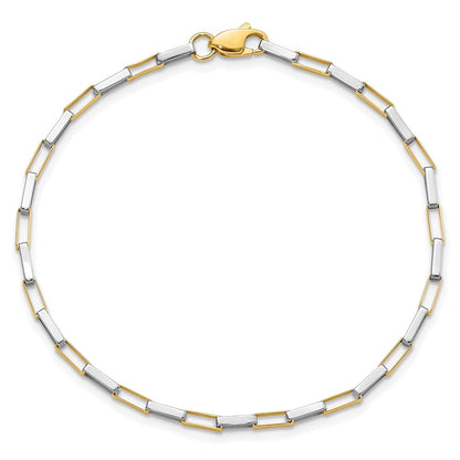 14K Two-Tone Polished Fancy Box Links 7.5in Bracelet