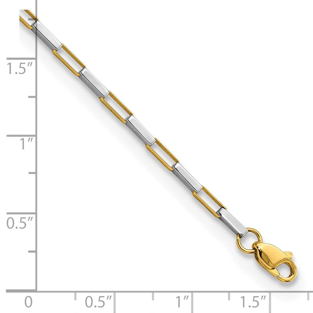 14K Two-Tone Polished Fancy Box Links 7.5in Bracelet