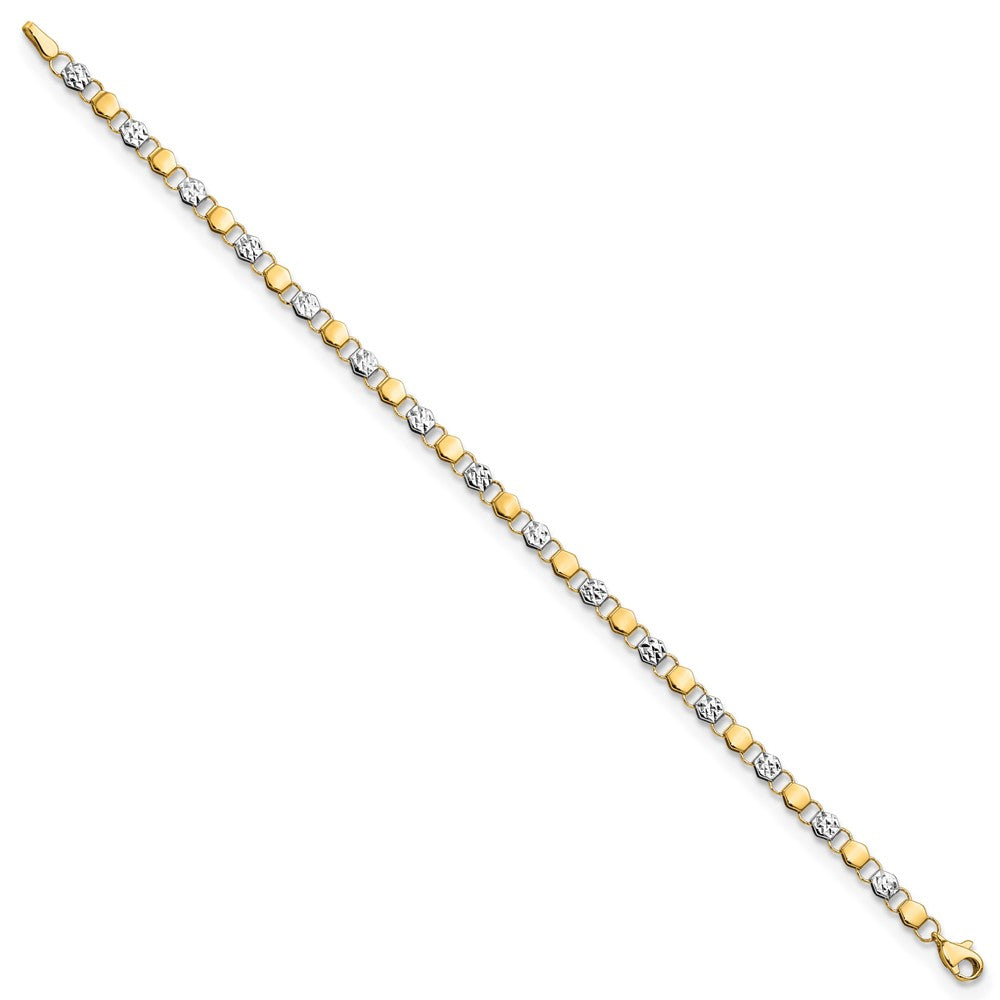 7.5 Inch 14K And White Rhodium D/C Fancy 7.5In Bracelet