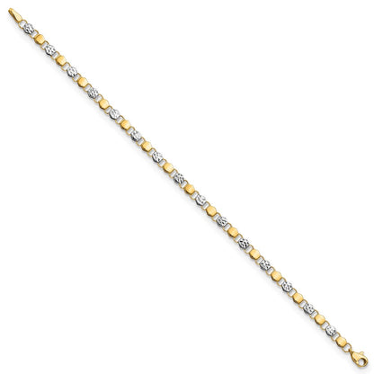 7.5 Inch 14K And White Rhodium D/C Fancy 7.5In Bracelet