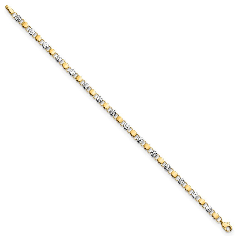 7.5 Inch 14K And White Rhodium D/C Fancy 7.5In Bracelet
