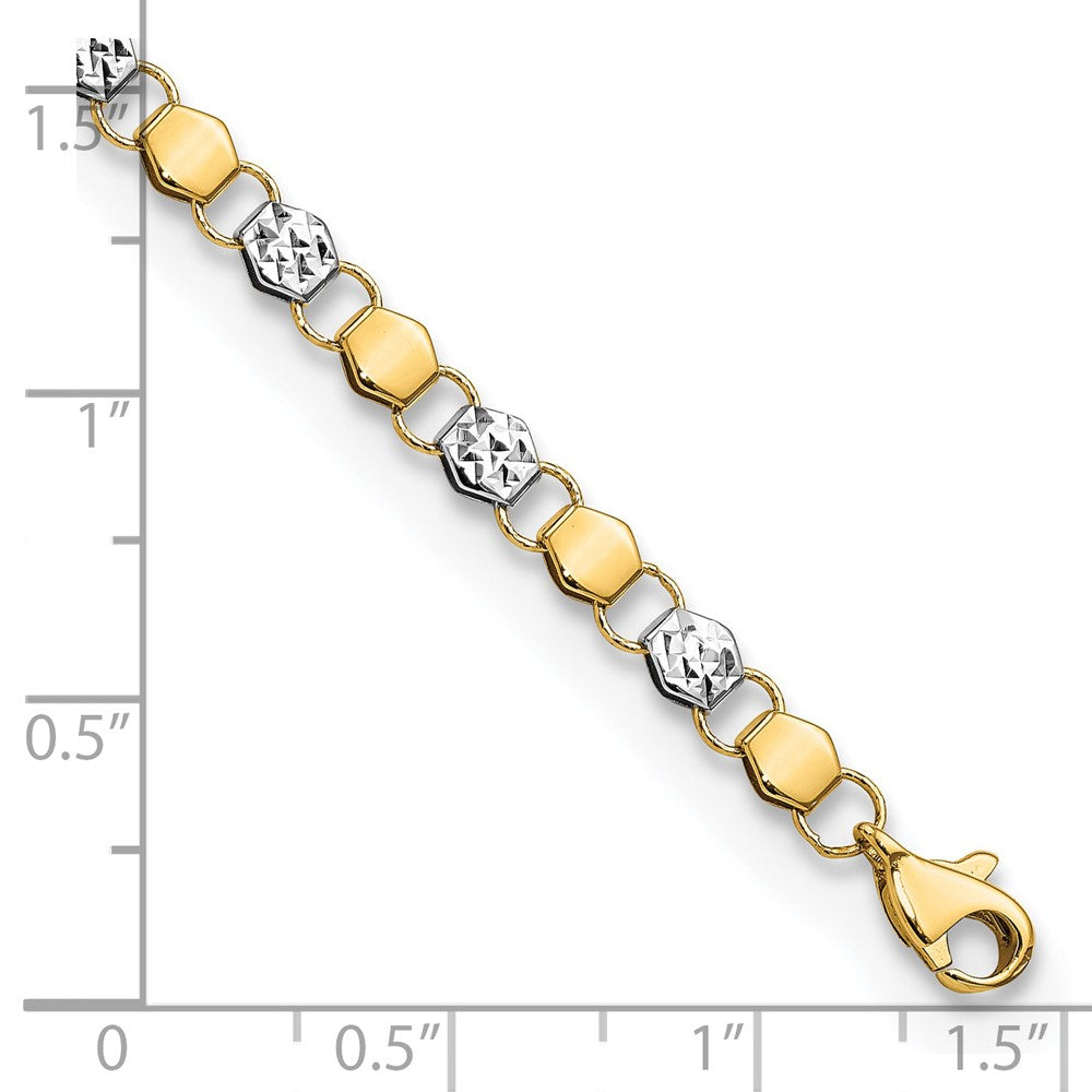 7.5 Inch 14K And White Rhodium D/C Fancy 7.5In Bracelet