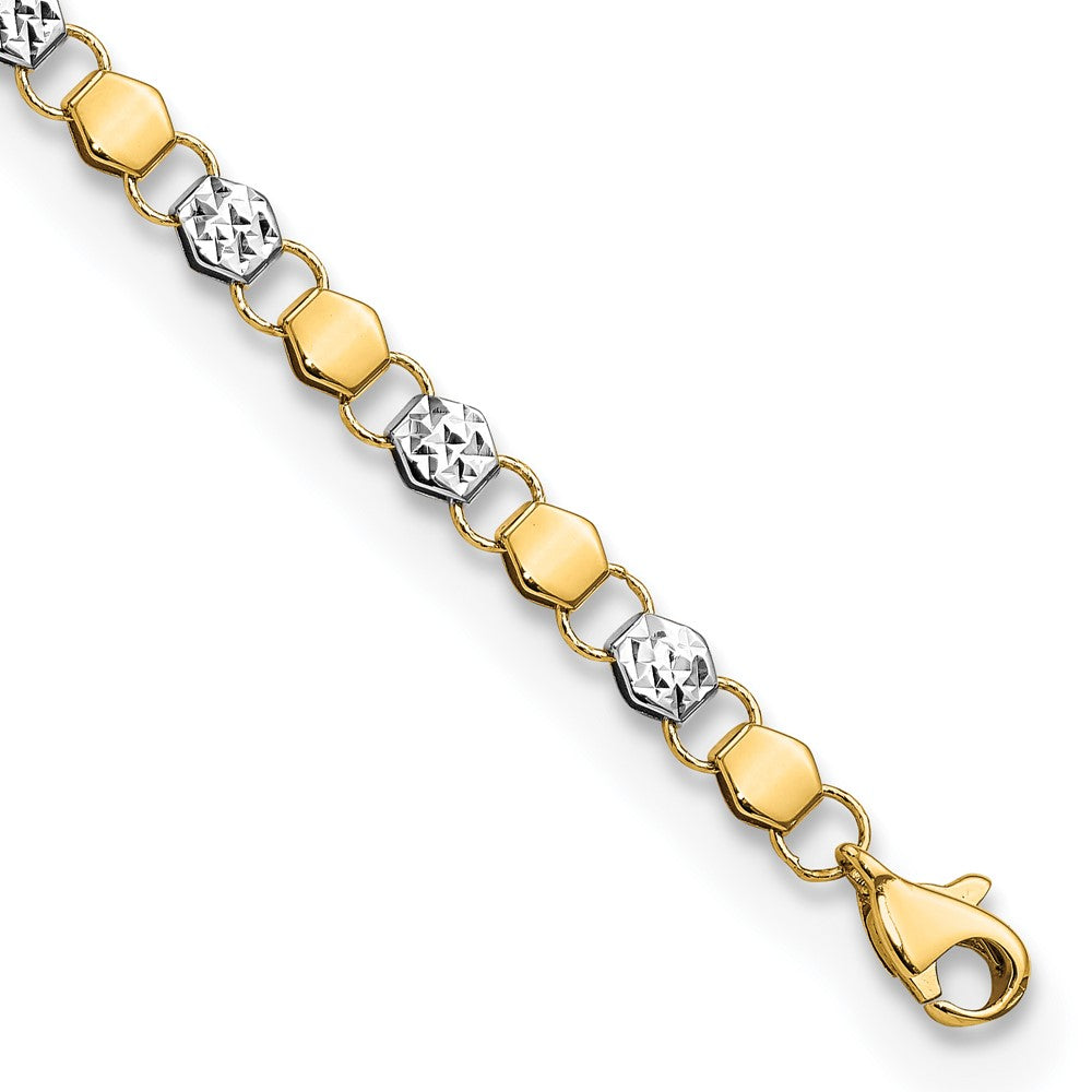 7.5 Inch 14K And White Rhodium D/C Fancy 7.5In Bracelet