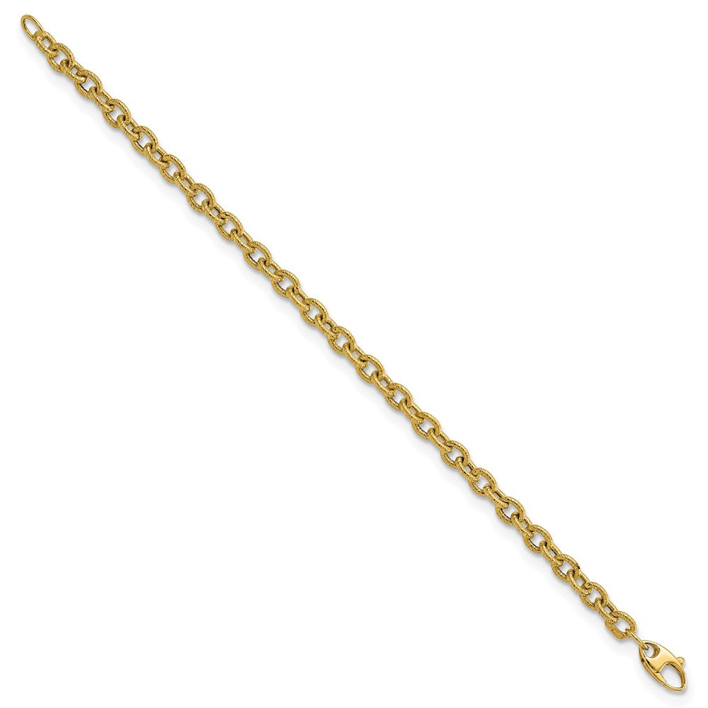 7.5 Inch 14K Polished And Textured Cable Link 7.5In Bracelet