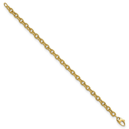 7.5 Inch 14K Polished And Textured Cable Link 7.5In Bracelet