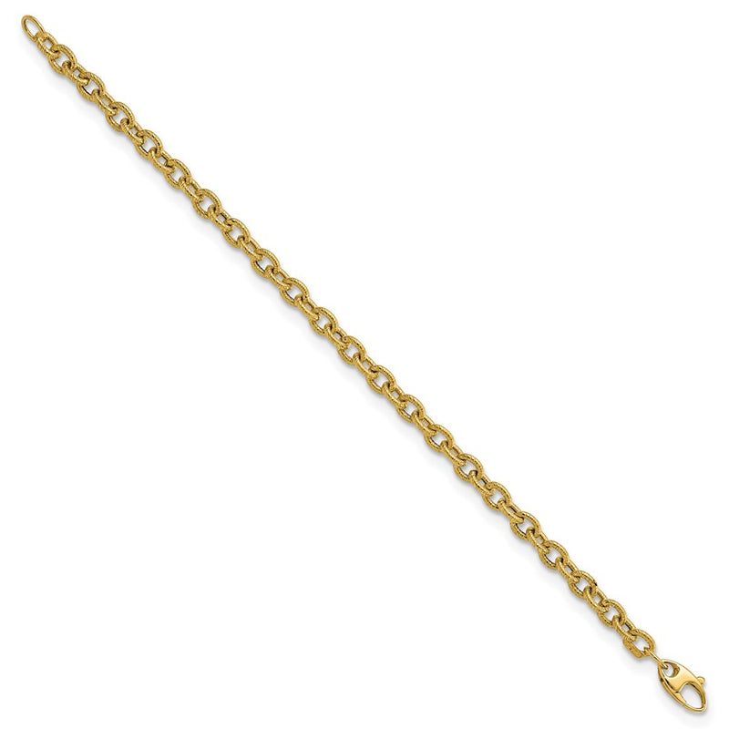 7.5 Inch 14K Polished And Textured Cable Link 7.5In Bracelet