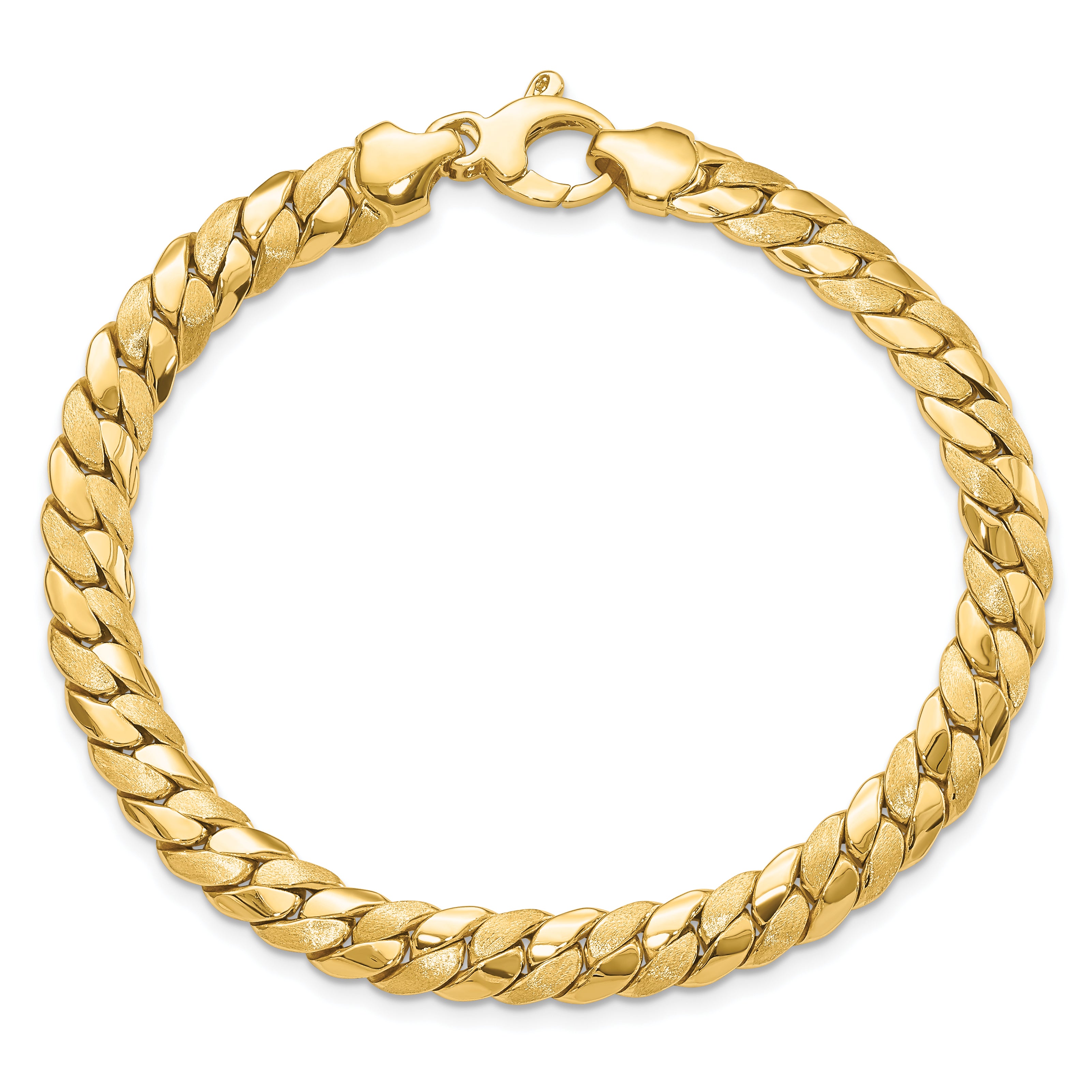 7.75 Inch 14K Satin And Polished 6.5mm Fancy Link Bracelet