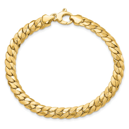 7.75 Inch 14K Satin And Polished 6.5mm Fancy Link Bracelet