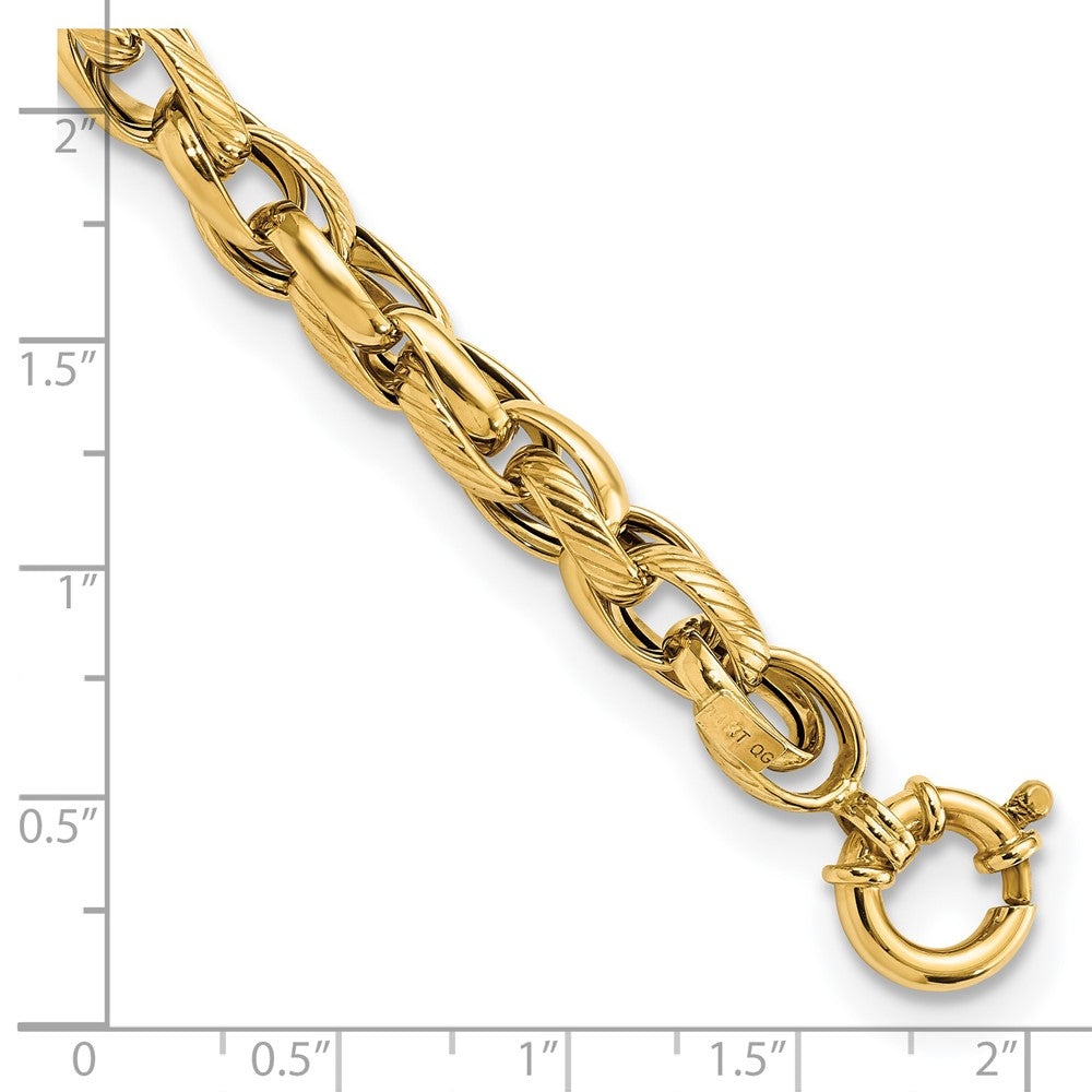 7.5 Inch 14K Polished And Textured Link 7.5In Bracelet
