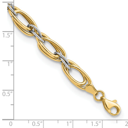 8 Inch 14K Two-Tone Polished Fancy Link 8In Bracelet