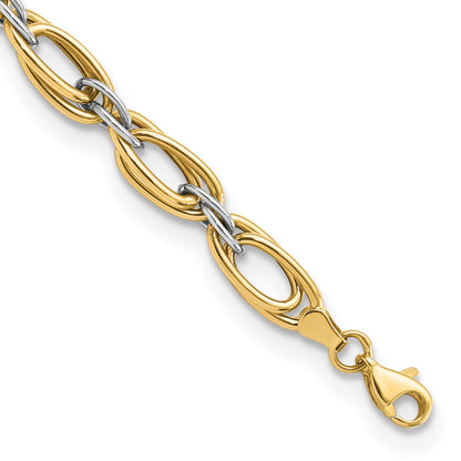 8 Inch 14K Two-Tone Polished Fancy Link 8In Bracelet