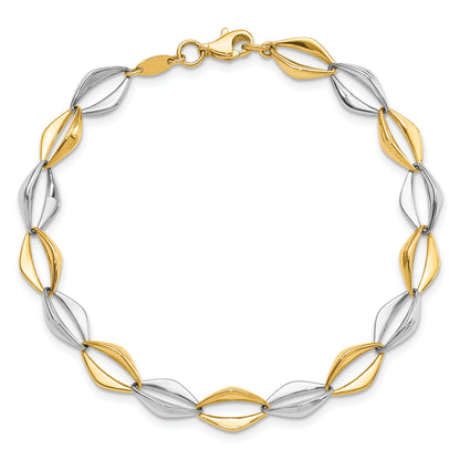 7.5 Inch 14K Two-Tone Polished Fancy Link 7.5In Bracelet